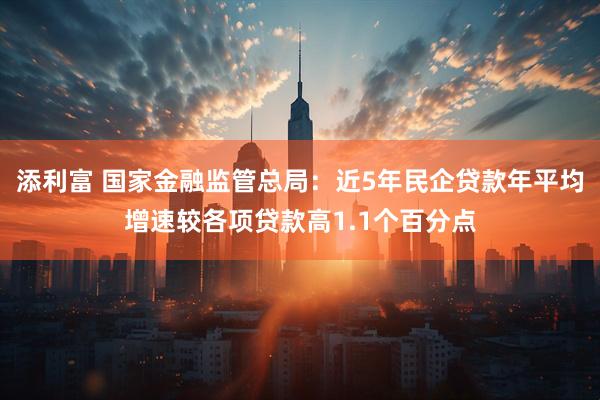 添利富 国家金融监管总局：近5年民企贷款年平均增速较各项贷款高1.1个百分点