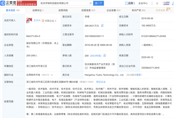 亿正策略  宇树科技注册资本增至288.9万